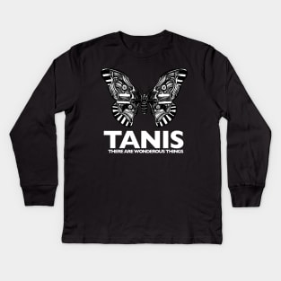 Tanis Moth (white letters) by Gareth A. Hopkins (grthink) Kids Long Sleeve T-Shirt